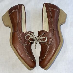 Musebeck Shoes Women’s Casual Wedges Size 7 AA Brown Leather Casual Workwear